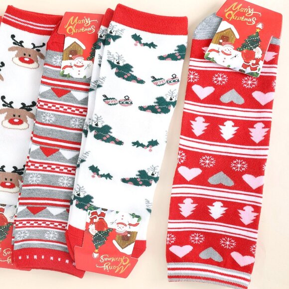 CHRISTMAS SOCKS PACKAGE OF 12 NIP - Picture 2 of 3